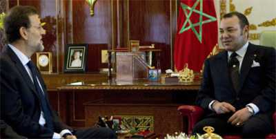 El presidente del Gobierno, Mariano Rajoy, durante la entrevista con el rey Mohammed VI. (EFE)