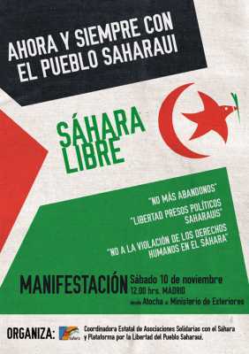 Cartel convocatoria manifestacin a favor del Sahara- Noviembre de 2012
